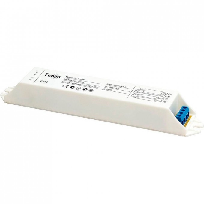 Аппарат пускорегулирующий электронный (балласт) FERON EB52, 2*18W T8/G13 230V 21522 Аппарат пускорегулирующий электронный (балласт) FERON EB52, 2*18W T8/G13 230V 21522