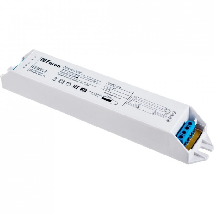 Аппарат пускорегулирующий электронный (балласт) FERON EB52, 2*36W T8/G13 230V 21524 Аппарат пускорегулирующий электронный (балласт) FERON EB52, 2*36W T8/G13 230V 21524
