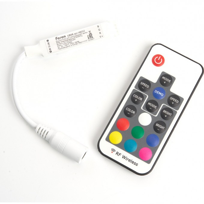 Контроллер RGB mini для светодиодной ленты с П/У,12-24V, FERON LD66 48032 Контроллер RGB mini для светодиодной ленты с П/У,12-24V, FERON LD66 48032