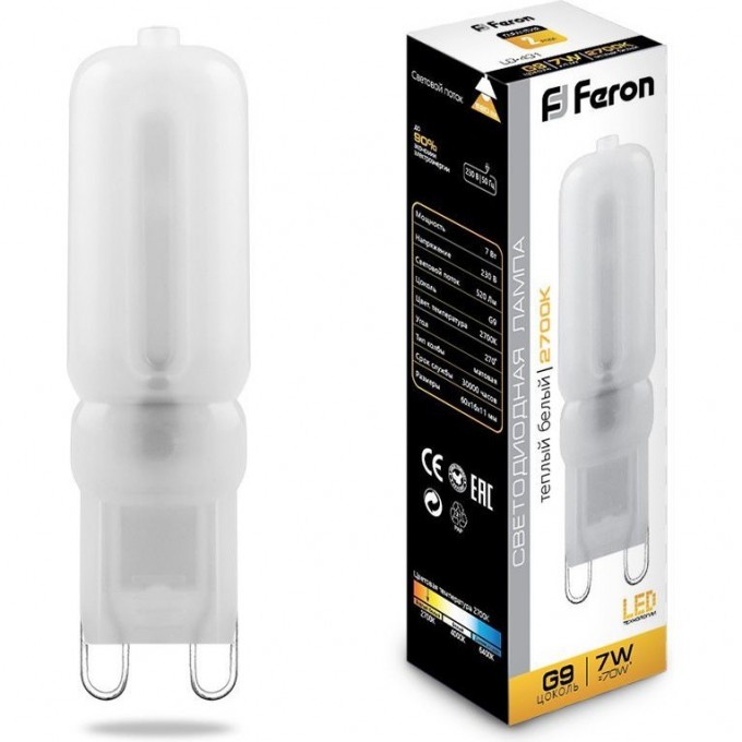 Лампа светодиодная FERON LB-431 G9 7W 2700K 25755 Лампа светодиодная FERON LB-431 G9 7W 2700K 25755