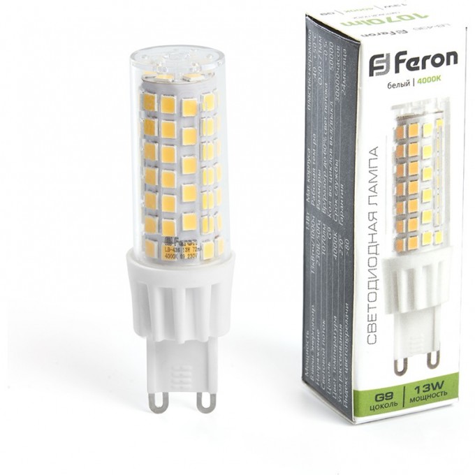 Лампа светодиодная FERON LB-436 G9 13W 4000K 38153 Лампа светодиодная FERON LB-436 G9 13W 4000K 38153
