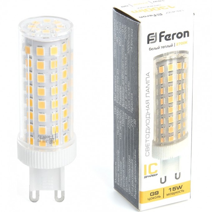 Лампа светодиодная FERON LB-437 G9 15W 2700K 38212 Лампа светодиодная FERON LB-437 G9 15W 2700K 38212