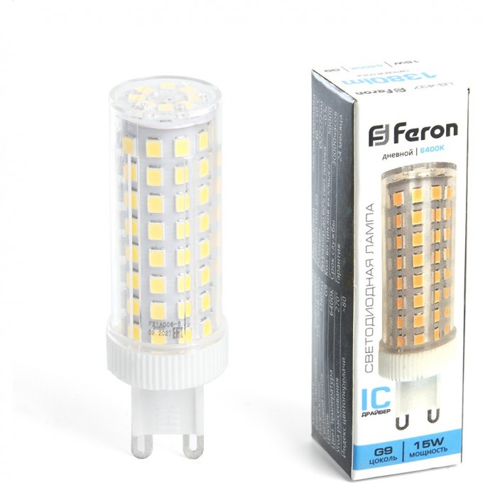 Лампа светодиодная FERON LB-437 G9 15W 6400K 38214 Лампа светодиодная FERON LB-437 G9 15W 6400K 38214