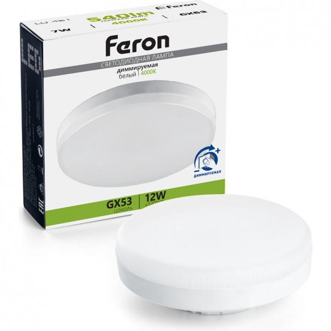 Лампа светодиодная FERON LB-456 GX53 12W 230V 4000K диммируемая 51065 Лампа светодиодная FERON LB-456 GX53 12W 230V 4000K диммируемая 51065
