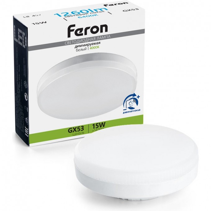 Лампа светодиодная FERON LB-457 GX53 15W 230V 6400K диммируемая 51069 Лампа светодиодная FERON LB-457 GX53 15W 230V 6400K диммируемая 51069