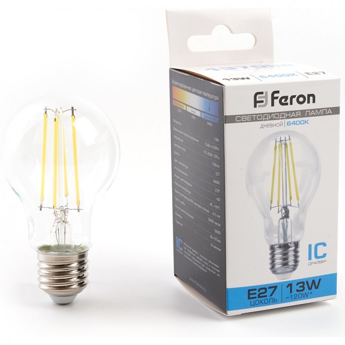 Лампа светодиодная FERON LB-613 E27 13W 6400K шар 48283 Лампа светодиодная FERON LB-613 E27 13W 6400K шар 48283