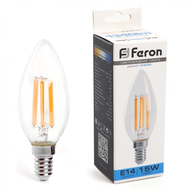 Лампа светодиодная FERON LB-717 Свеча E14 15W 6400K 38259 Лампа светодиодная FERON LB-717 Свеча E14 15W 6400K 38259