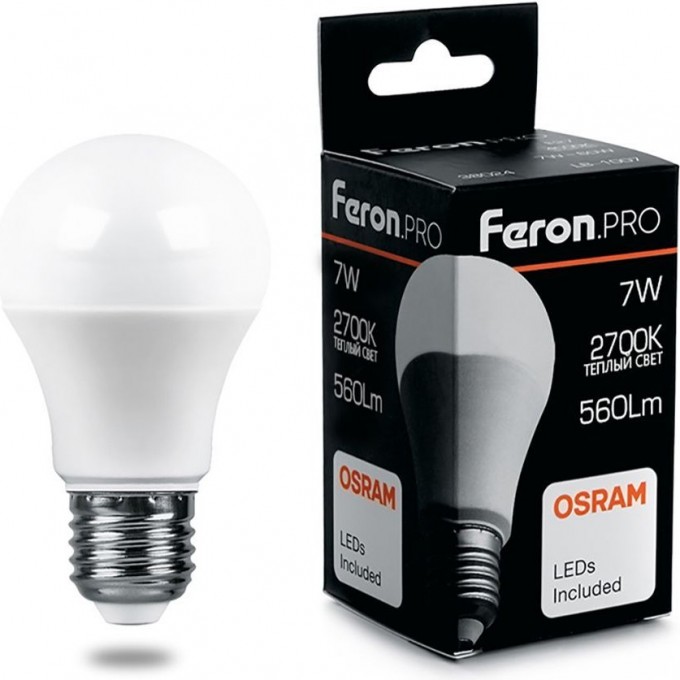 Лампа светодиодная FERON PRO LB-1007 Шар E27 7W 2700K 38023 Лампа светодиодная FERON PRO LB-1007 Шар E27 7W 2700K 38023