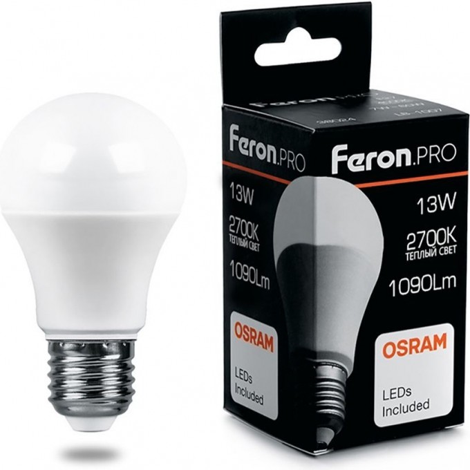 Лампа светодиодная FERON PRO LB-1013 Шар E27 13W 2700K 38032 Лампа светодиодная FERON PRO LB-1013 Шар E27 13W 2700K 38032