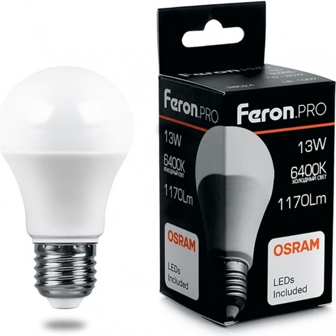 Лампа светодиодная FERON PRO LB-1013 Шар E27 13W 6400K 38034 Лампа светодиодная FERON PRO LB-1013 Шар E27 13W 6400K 38034