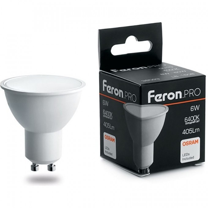 Лампа светодиодная FERON PRO LB-1606 GU10 6W 6400K 38088 Лампа светодиодная FERON PRO LB-1606 GU10 6W 6400K 38088