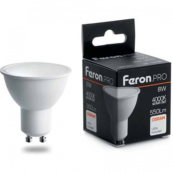 Лампа светодиодная FERON PRO LB-1608 GU10 8W 4000K 38093 Лампа светодиодная FERON PRO LB-1608 GU10 8W 4000K 38093