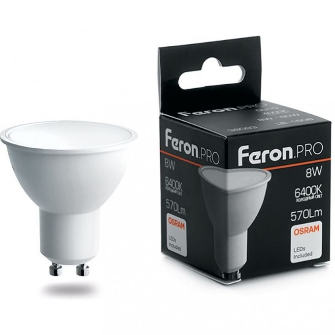 Лампа светодиодная FERON PRO LB-1608 GU10 8W 6400K 38094 Лампа светодиодная FERON PRO LB-1608 GU10 8W 6400K 38094