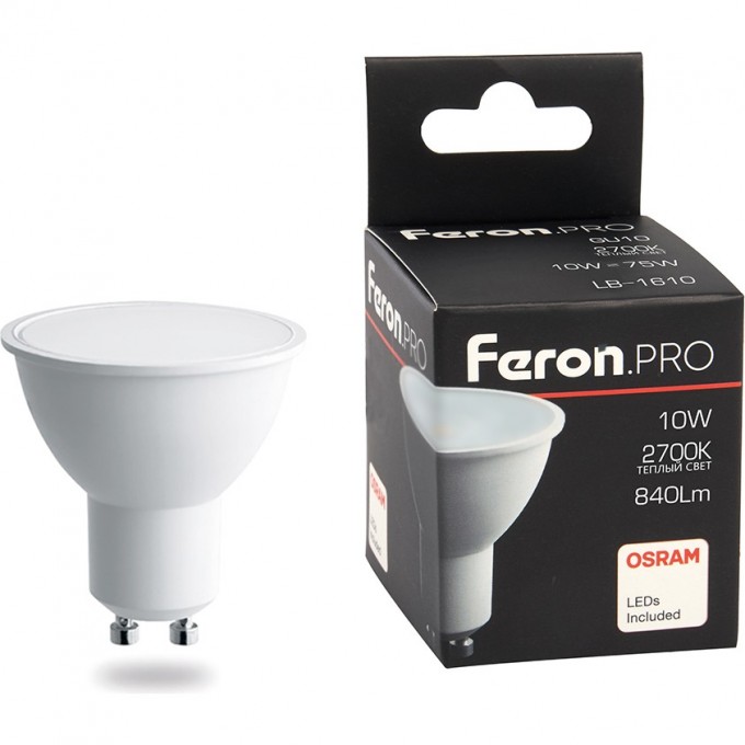 Лампа светодиодная FERON PRO LB-1610 GU10 10W 2700K 38161 Лампа светодиодная FERON PRO LB-1610 GU10 10W 2700K 38161