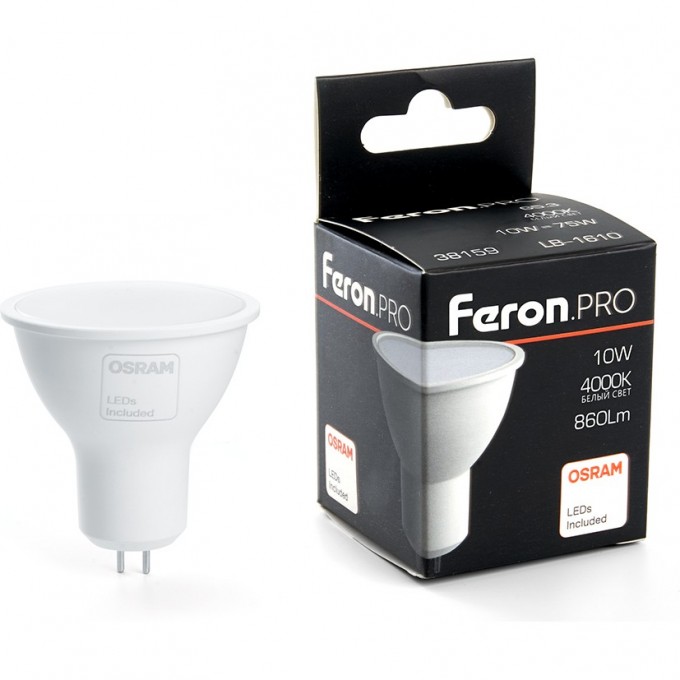 Лампа светодиодная FERON PRO LB-1610 MR16 G5.3 10W 4000K 38159 Лампа светодиодная FERON PRO LB-1610 MR16 G5.3 10W 4000K 38159