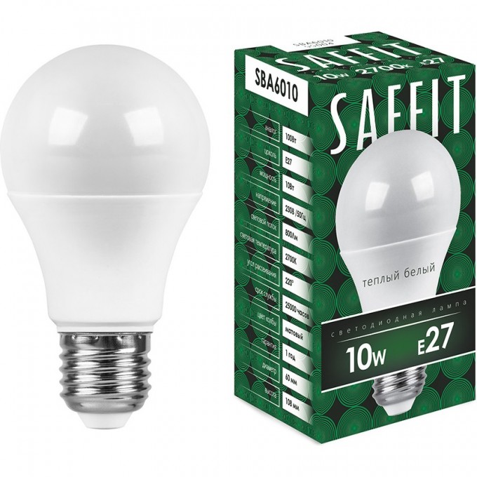 Лампа светодиодная FERON SAFFIT SBA6010 Шар E27 10W 2700K 55004 Лампа светодиодная FERON SAFFIT SBA6010 Шар E27 10W 2700K 55004