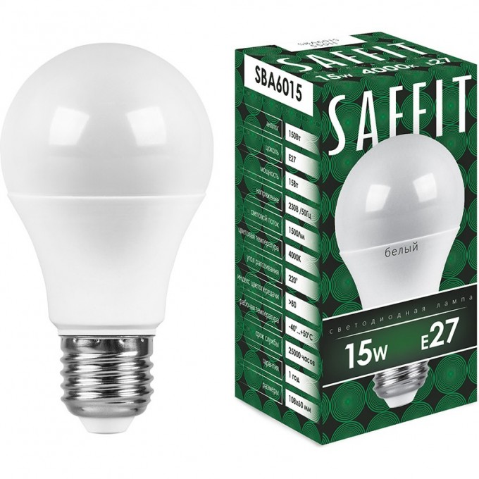 Лампа светодиодная FERON SAFFIT SBA6015 Шар E27 15W 4000K 55011 Лампа светодиодная FERON SAFFIT SBA6015 Шар E27 15W 4000K 55011