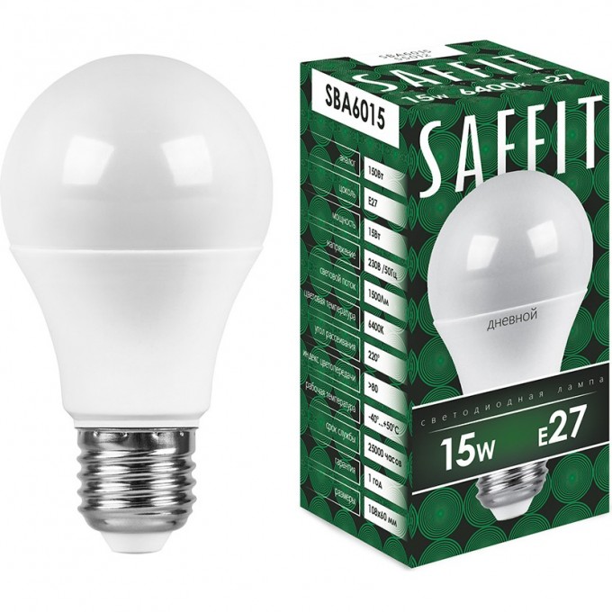Лампа светодиодная FERON SAFFIT SBA6015 Шар E27 15W 6400K 55012 Лампа светодиодная FERON SAFFIT SBA6015 Шар E27 15W 6400K 55012
