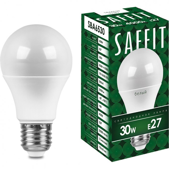Лампа светодиодная FERON SAFFIT SBA6530 Шар E27 30W 2700K 55182 Лампа светодиодная FERON SAFFIT SBA6530 Шар E27 30W 2700K 55182