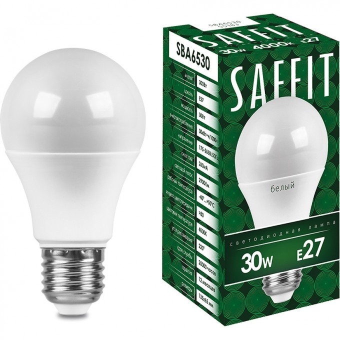 Лампа светодиодная FERON SAFFIT SBA6530 Шар E27 30W 6400K 55184 Лампа светодиодная FERON SAFFIT SBA6530 Шар E27 30W 6400K 55184