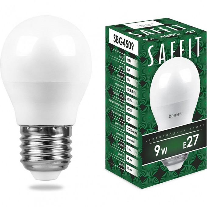 Лампа светодиодная FERON SAFFIT SBG4509 Шарик E27 9W 4000K 55083 Лампа светодиодная FERON SAFFIT SBG4509 Шарик E27 9W 4000K 55083