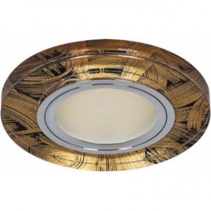 Светильник встраиваемый с белой LED подсветкой FERON 8484-2 потолочный MR16 G5.3 черно-золотистый 28584 Светильник встраиваемый с белой LED подсветкой FERON 8484-2 потолочный MR16 G5.3 черно-золотистый 28584