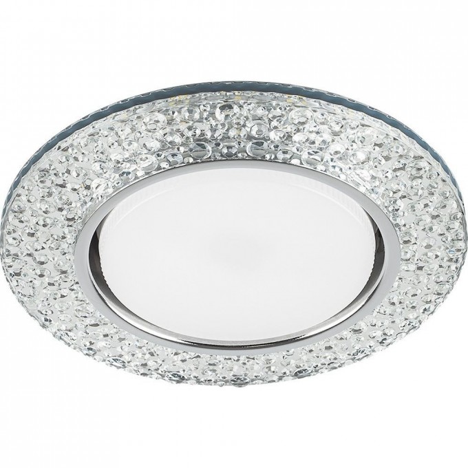 Светильник встраиваемый с белой LED подсветкой FERON CD4032 потолочный GX53 без лампы, прозрачный, хром 32996 Светильник встраиваемый с белой LED подсветкой FERON CD4032 потолочный GX53 без лампы, прозрачный, хром 32996