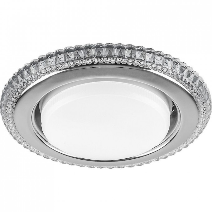 Светильник встраиваемый с белой LED подсветкой FERON CD4036 потолочный GX53 без лампы, прозрачный, хром 40503 Светильник встраиваемый с белой LED подсветкой FERON CD4036 потолочный GX53 без лампы, прозрачный, хром 40503