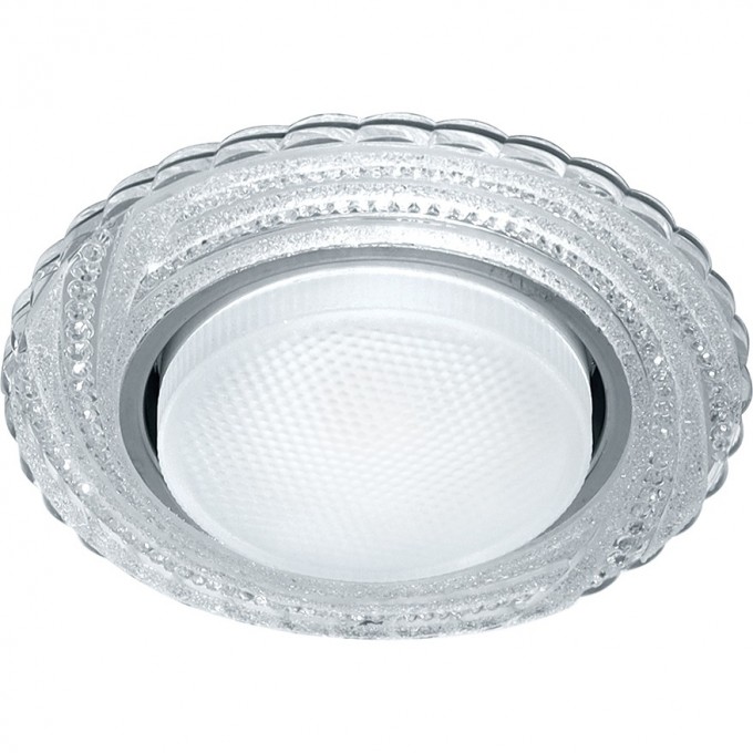 Светильник встраиваемый с белой LED подсветкой FERON CD4037 RGB потолочный GX53 без лампы, прозрачный, хром 41905 Светильник встраиваемый с белой LED подсветкой FERON CD4037 RGB потолочный GX53 без лампы, прозрачный, хром 41905