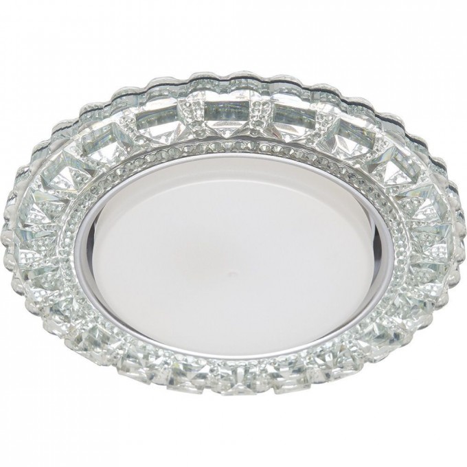 Светильник встраиваемый с белой LED подсветкой FERON CD4045 потолочный GX53 без лампы, прозрачный, хром 41408 Светильник встраиваемый с белой LED подсветкой FERON CD4045 потолочный GX53 без лампы, прозрачный, хром 41408