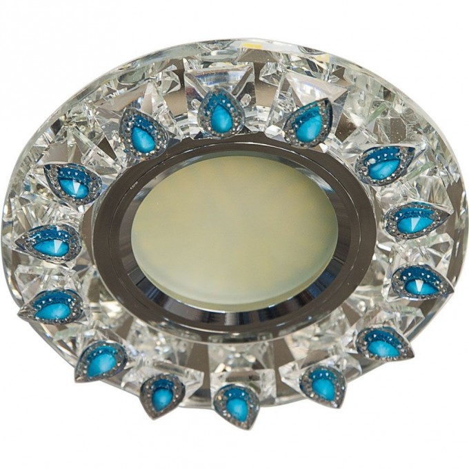 Светильник встраиваемый с белой LED подсветкой FERON CD55A потолочный MR16 G5.3 прозрачно-голубой 28565 Светильник встраиваемый с белой LED подсветкой FERON CD55A потолочный MR16 G5.3 прозрачно-голубой 28565