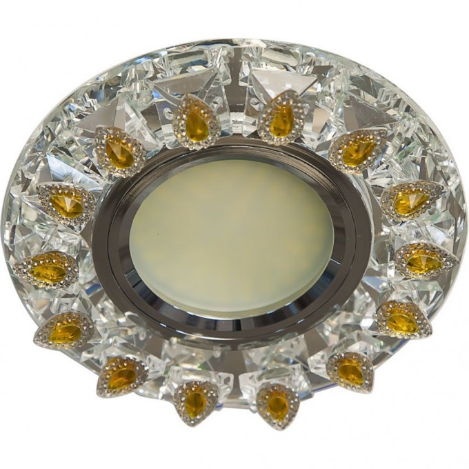 Светильник встраиваемый с белой LED подсветкой FERON CD55A потолочный MR16 G5.3 прозрачно-желтый 28564 Светильник встраиваемый с белой LED подсветкой FERON CD55A потолочный MR16 G5.3 прозрачно-желтый 28564