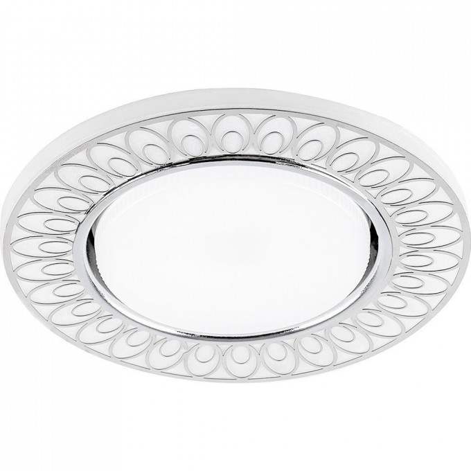 Светильник встраиваемый с белой LED подсветкой FERON CD9913 потолочный GX53 без лампы, матовый белый, хром 32981 Светильник встраиваемый с белой LED подсветкой FERON CD9913 потолочный GX53 без лампы, матовый белый, хром 32981