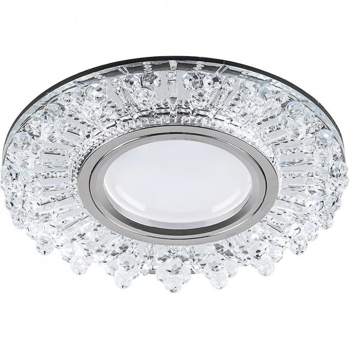 Светильник встраиваемый с LED подсветкой FERON CD944 потолочный MR16 G5.3 прозрачный, хром 32992 Светильник встраиваемый с LED подсветкой FERON CD944 потолочный MR16 G5.3 прозрачный, хром 32992