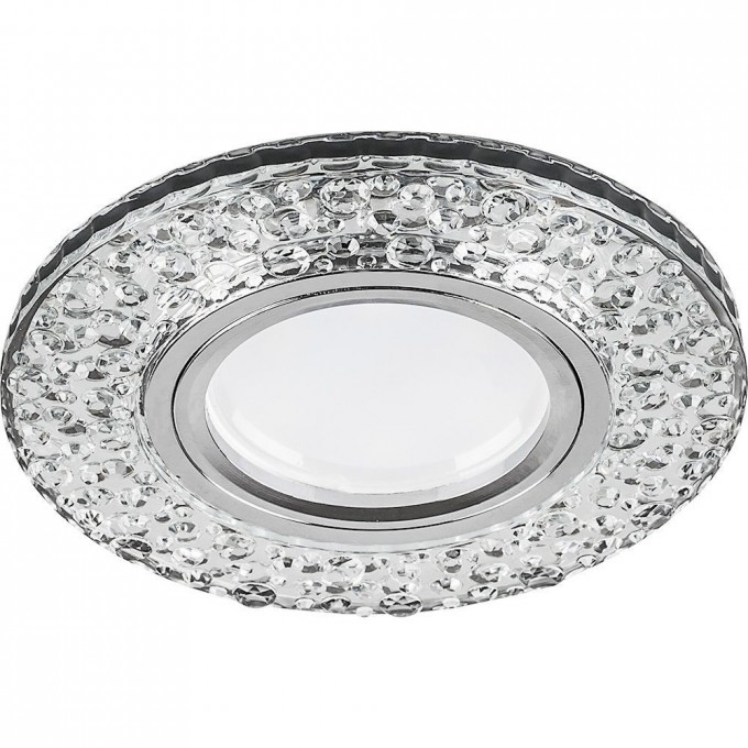 Светильник встраиваемый с LED подсветкой FERON CD945 потолочный MR16 G5.3 прозрачный, хром 32993 Светильник встраиваемый с LED подсветкой FERON CD945 потолочный MR16 G5.3 прозрачный, хром 32993