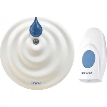 Звонок дверной беспроводной FERON E-374 Электрический 36 мелодии белый синий с питанием от батареек Звонок дверной беспроводной FERON E-374 Электрический 36 мелодии белый синий с питанием от батареек